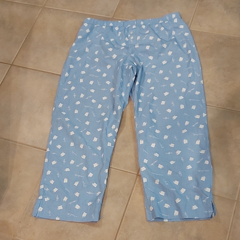 GAP Sky Blue Pajama Pants with White Coffee Accents